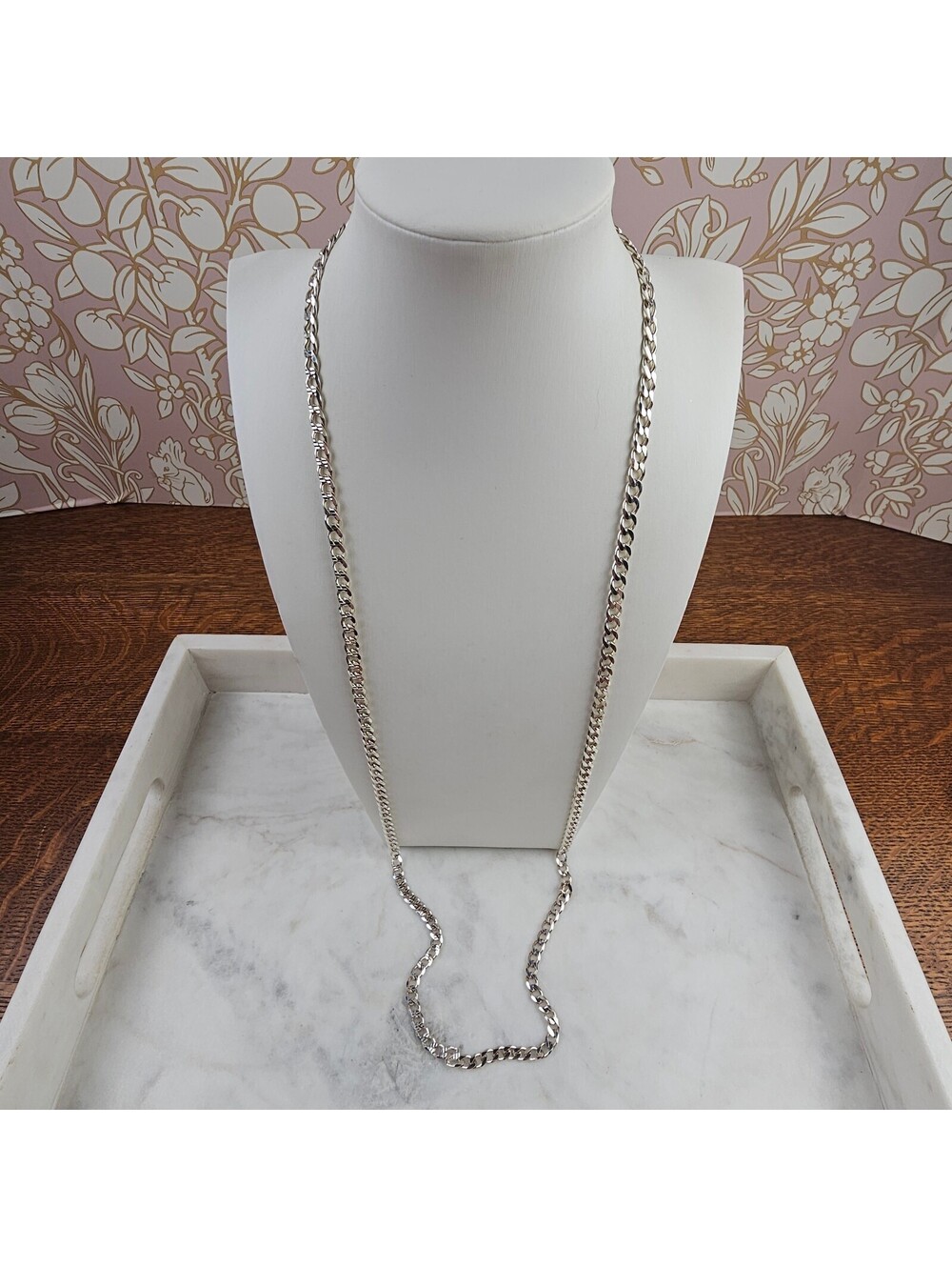 Milor Italy 925 Sterling Silver 32" Fancy Curb Chain Necklace 5.2mm 41.7g